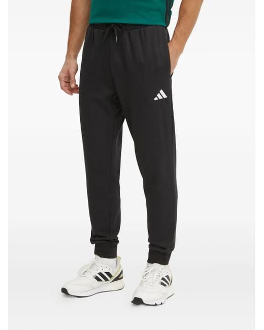 Adidas Black Logo-Print Track Pants for men