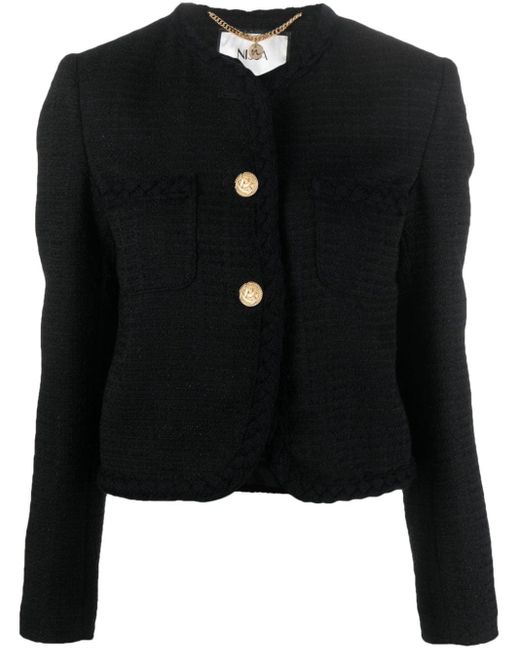 Nissa Bouclé Cropped Jack in het Black