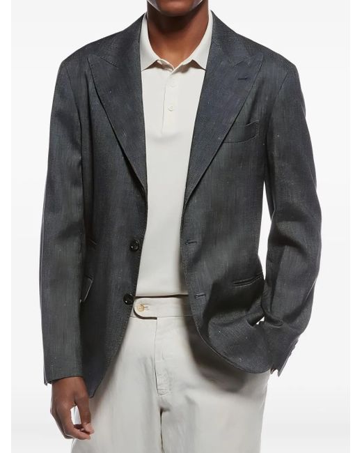 Brunello Cucinelli Black Three-Button Speckled Jacket for men