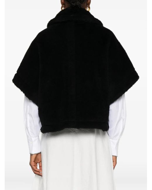 Max Mara Black Teddy-Cape mit drei Knöpfen