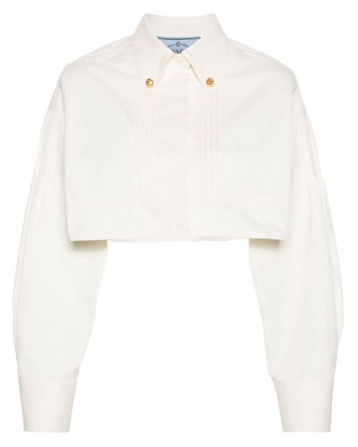 Prada White Pintuck-detail Cropped Jacket
