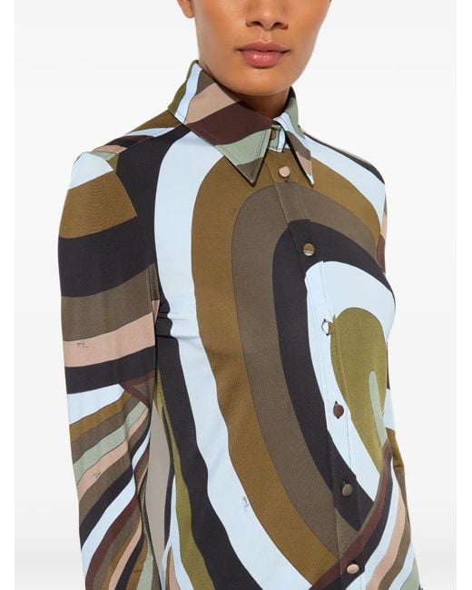Emilio Pucci Black Iride-Print Shirt