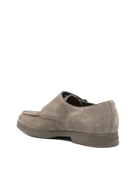 Doucal's Brown Double-Buckle Suede Loafers for men