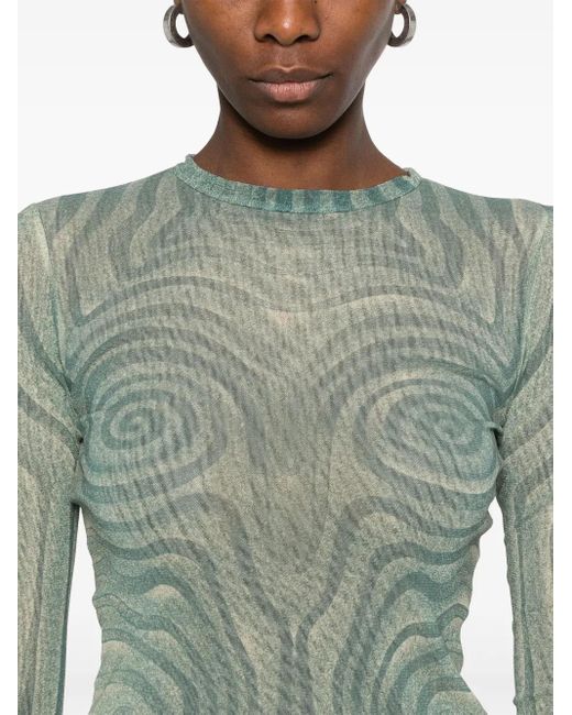 Top de malla con estampado en espiral Jean Paul Gaultier de color Green