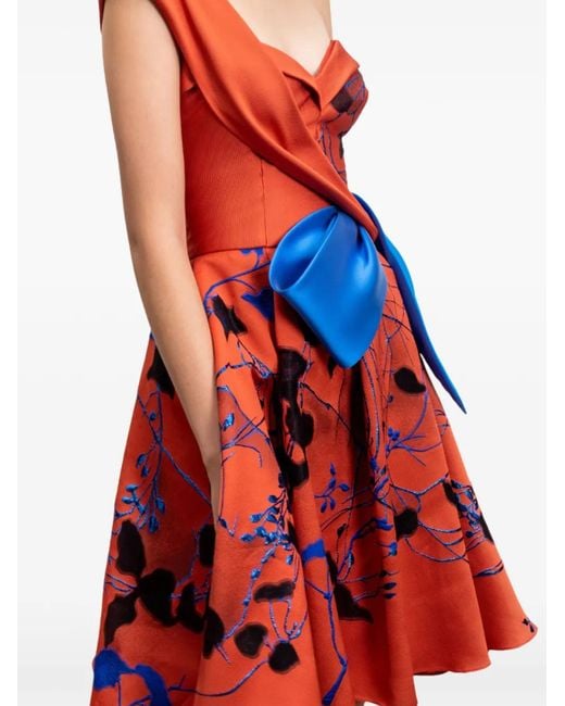 Gemy Maalouf Red Bow-Detail Mini Dress
