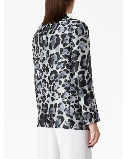 Giorgio Armani Black Single-Breasted Leopard-Pattern Blazer