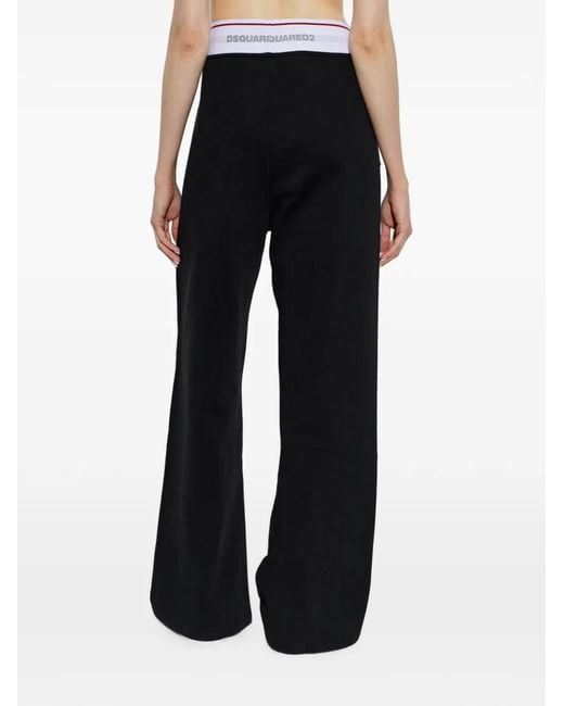 DSquared² Black Logo-Waistband Sweatpants