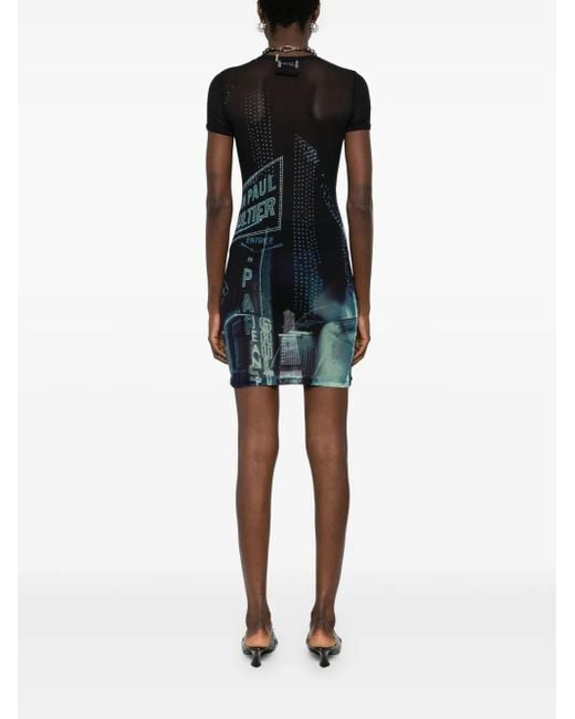 Jean Paul Gaultier Mini-Jurk Met Mesh in het Gray
