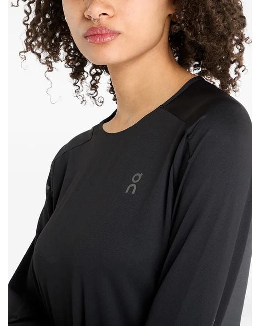 On Shoes Black Lg-Sleeves Performance T-Shirt