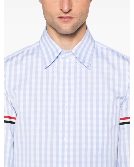 Thom Browne Blue Gingham-Check Poplin Shirt for men