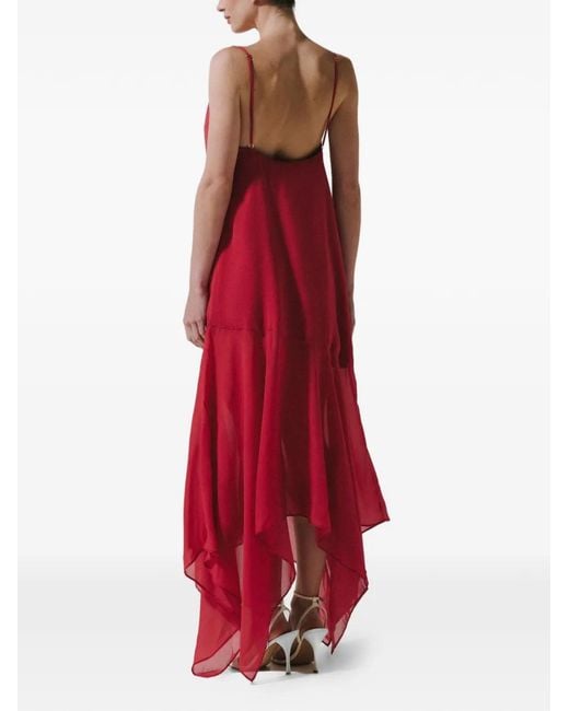 Baobab Red Carlota Asymmetrical Midi Dress