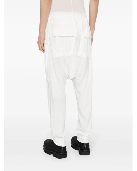 Rick Owens White Prisoner Drop-Crotch Trousers for men