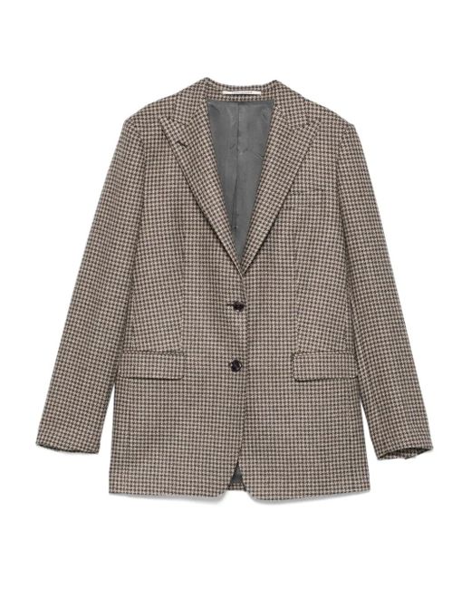 Tagliatore Gray Houndstooth-Check Single-Breasted Blazer