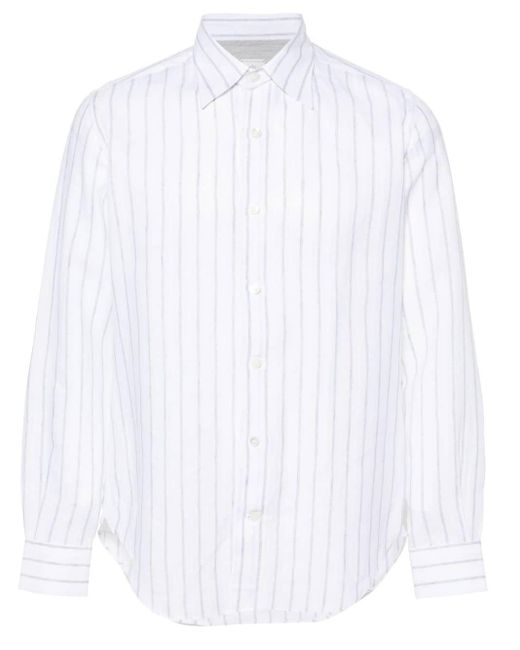 Chemise en lin à fines rayures Eleventy pour homme en coloris White
