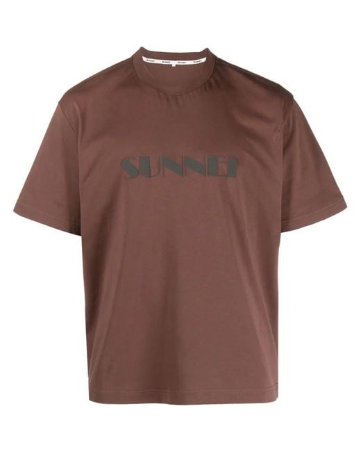 Sunnei Brown Logo-Print Cotton T-Shirt for men