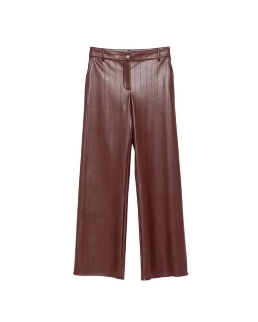 Patrizia Pepe Purple Pinstripe-Stitched Wide-Leg Trousers
