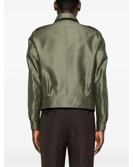 Tom Ford Green Belted Wool-blend Military Jacket for men
