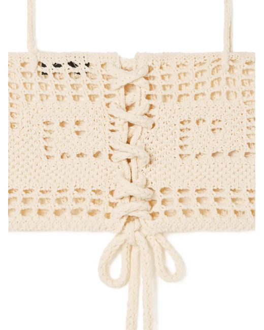Alanui Natural Where The Waves Begins Crochet Tassel-Detail Top