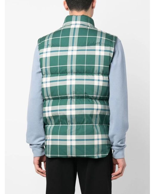 Woolrich Green Check-Pattern Quilted Gilet for men