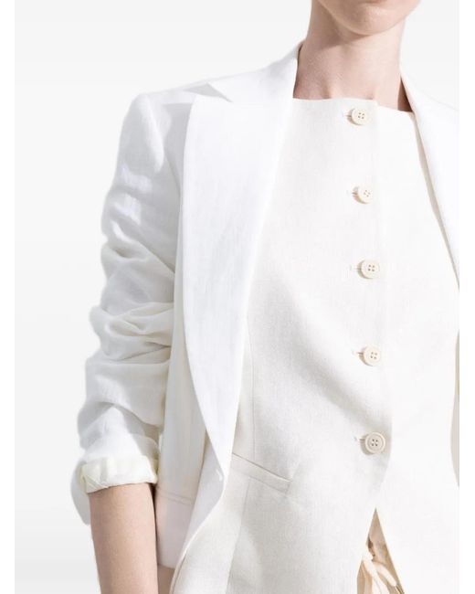 Eleventy White Single-Breasted Two-Button Blazer