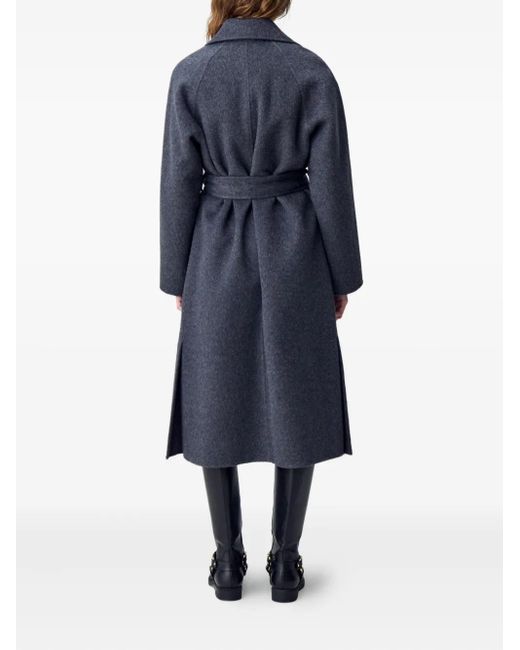 [Chanel] Chanel Cotton Pile Lion Button Belted Coat Black x Grey Size 34 [Used] [Authenticated and Guaranteed Authentic] 198288