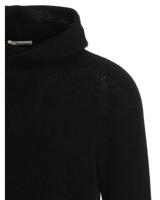Ma'ry'ya Black Hooded Side-Split Sweater for men