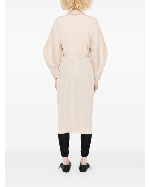 Pleats Please Issey Miyake White Pleated Coat