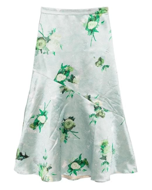 Erdem Green Asymmetric Skirt