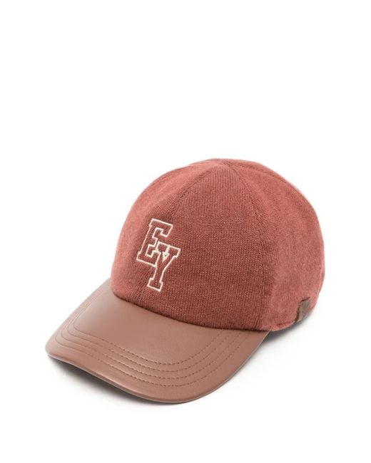 Eleventy Pink Logo-Embroidered Cashmere Baseball Cap for men