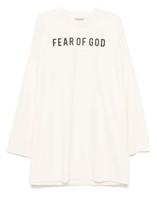 Fear Of God White Printed Logo T-Shirt for men