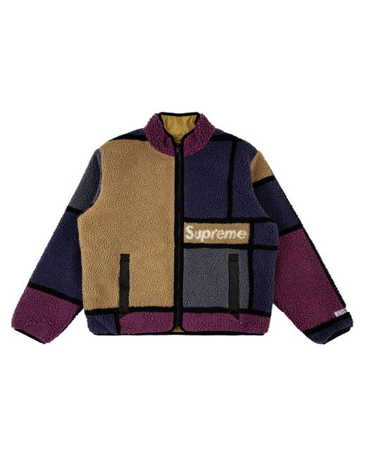 Supreme Reversible Color-blocked Fleece Jacket in Purple for Men | Lyst