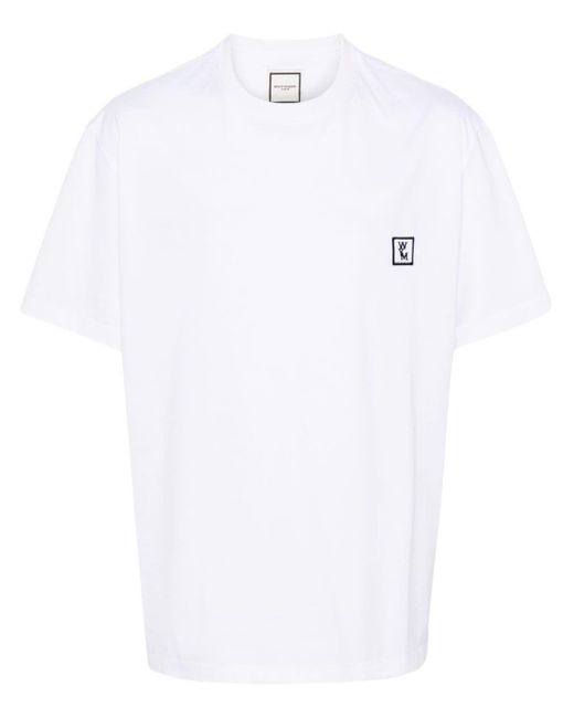 Wooyoungmi White Logo-embroidered Cotton T-shirt for men
