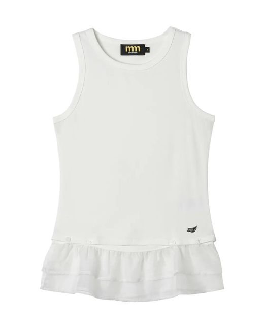 Mini Cream White Ruffled-Trim Sleeveless Top