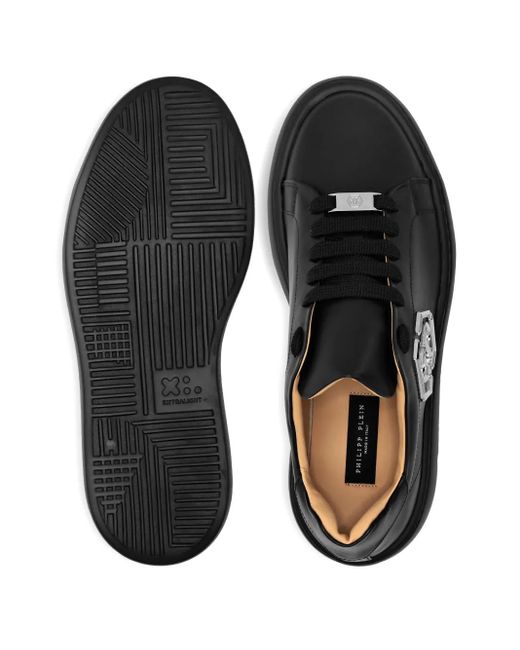 Philipp Plein Black Hexagon Low-Top Sneakers for men