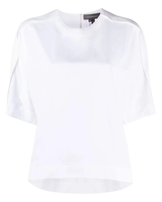 Lorena Antoniazzi White Pleat-Detail Short-Sleeved Blouse