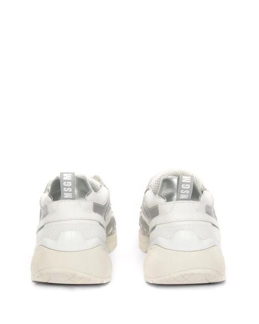 MSGM White Vulcano Distressed Sneakers for men