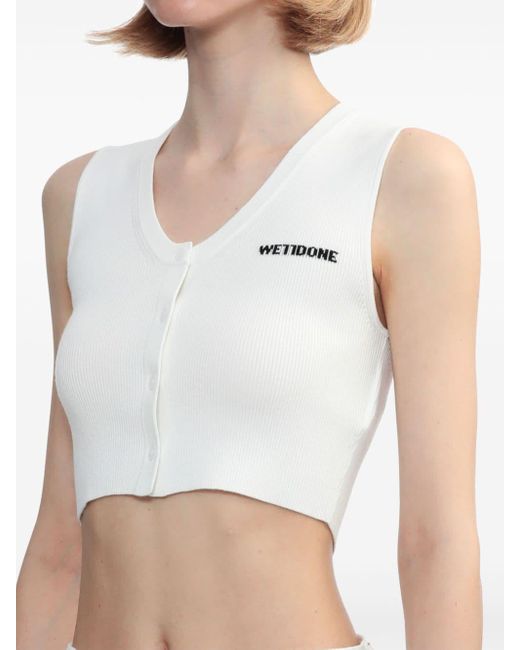 we11done White Knitted Logo Vest