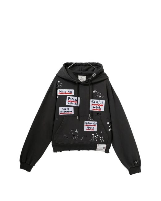Maison Mihara Yasuhiro Black Sticker-Embellished Hoodie