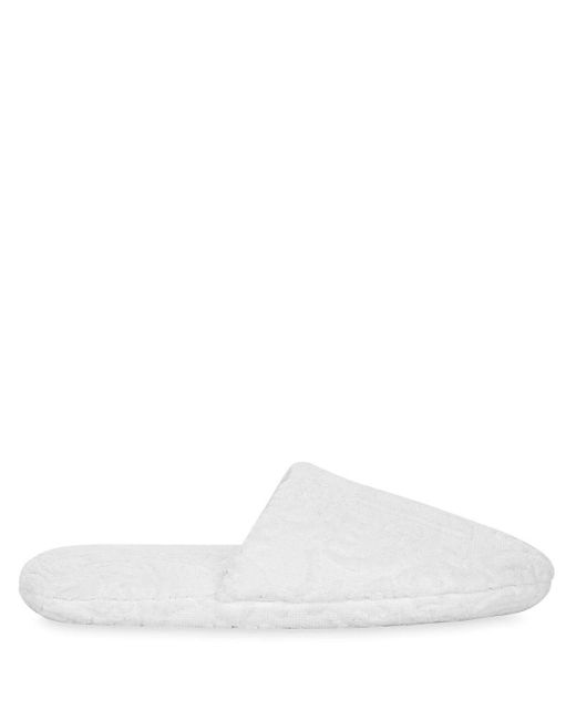 Dolce & Gabbana White Embossed-logo Cotton Slippers