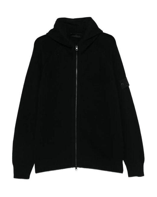 Stone Island Black Zip-Up Hoodie for men