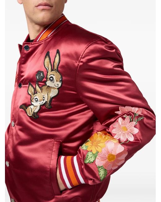 Philipp Plein Red Satin Bomber Fairy Deluxe for men