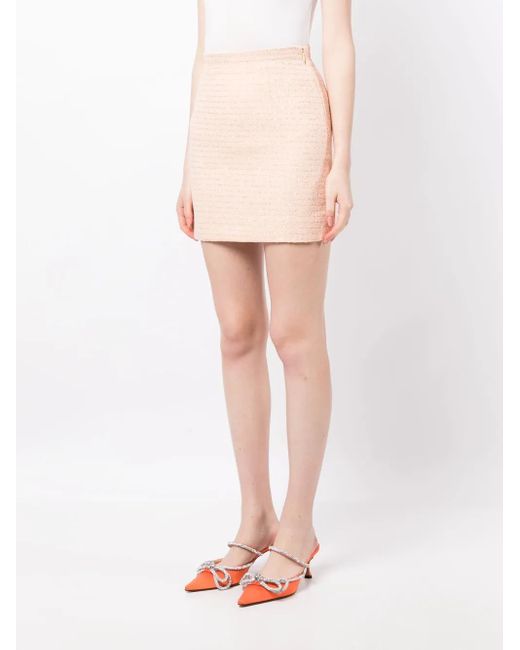 Alessandra Rich Natural Sequin-Embellished Tweed Miniskirt