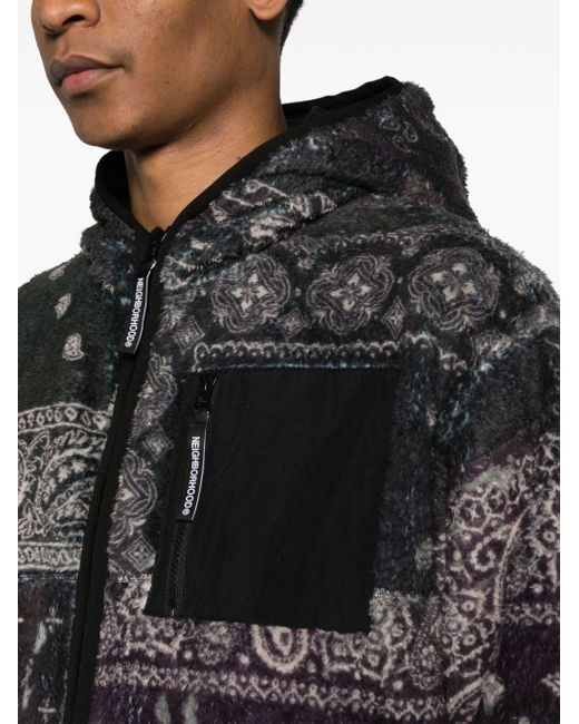 Neighborhood Black Bandana-print Fleece Jacket for men