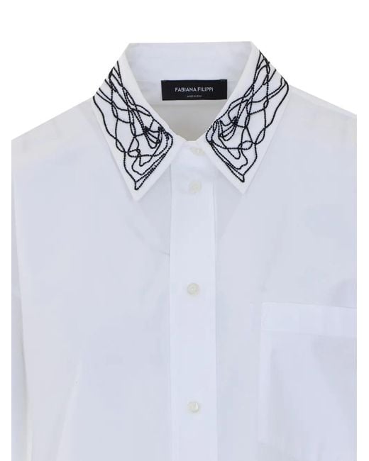 Fabiana Filippi White Bead-Embellished Cotton Shirt
