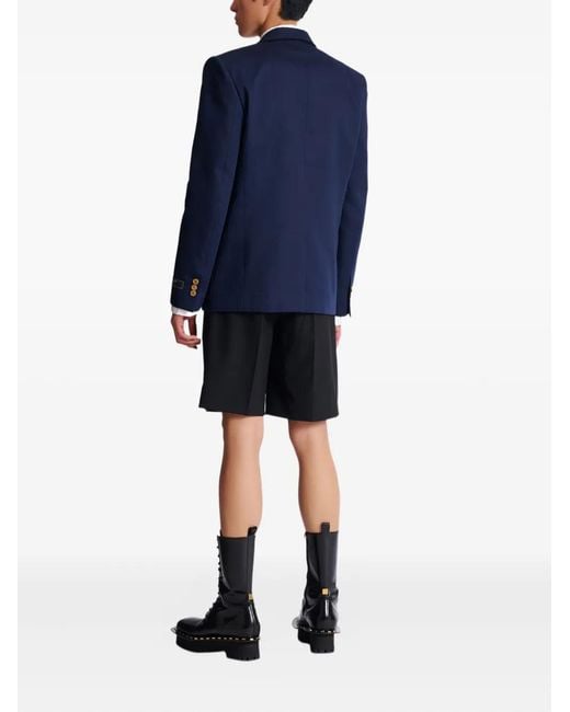 Balmain Blue Twill Two-Button Blazer for men