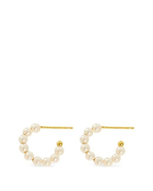 Hzmer Jewelry Natural Pearl-Embellished Hoop Earrings