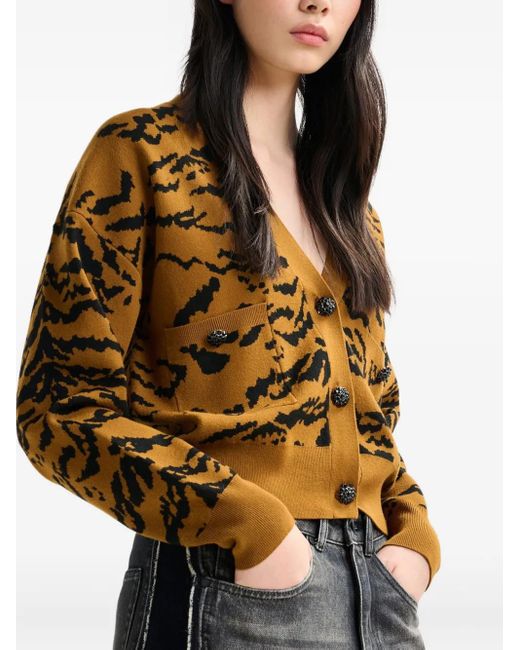 Essentiel Antwerp Brown Icali Cardigan mit Tigermuster