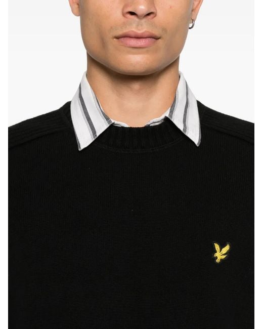 Lyle & Scott Black Ribbed Crewneck Sweater for men