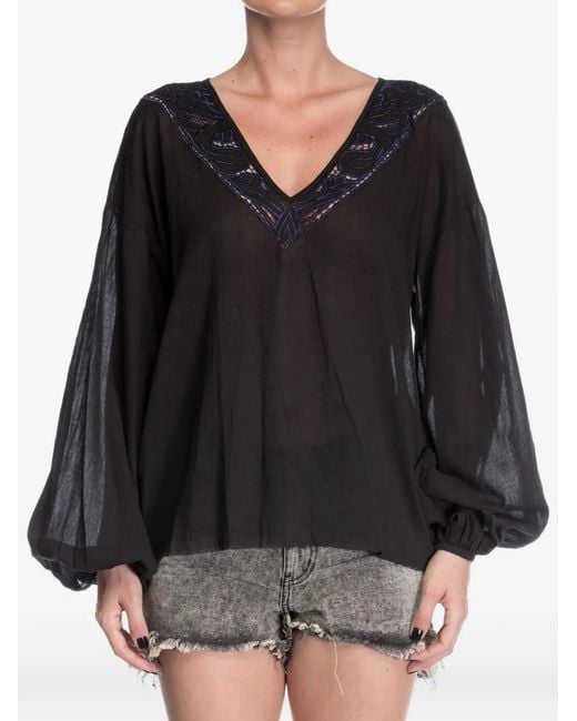 Blusa Devils Ladder De Algodón One Teaspoon de color Black