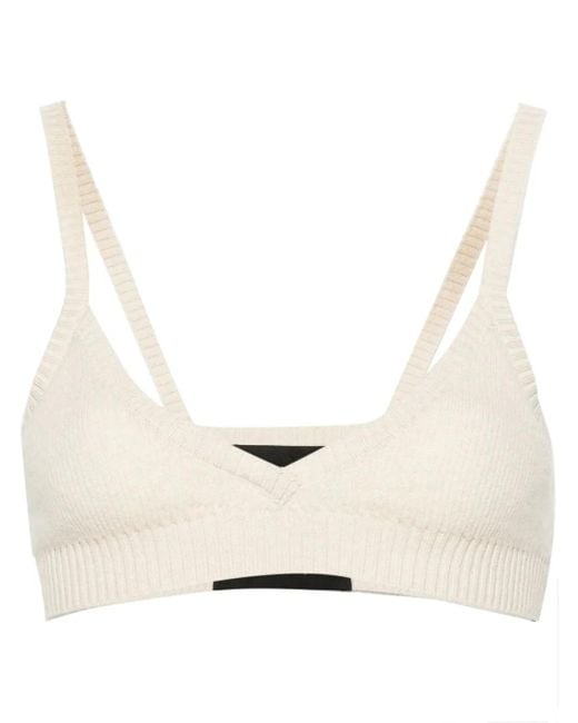 Alanui Natural Ribbed Triangle Bralette